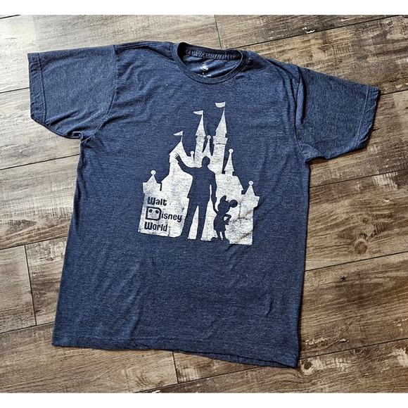 Disney Tops - DISNEY Walt & Mickey Mouse Blue Short Sleeve Tee with White Graphic Size Large